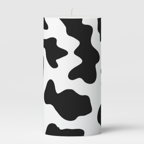 cute  black and white farm dairy cow print pillar candle