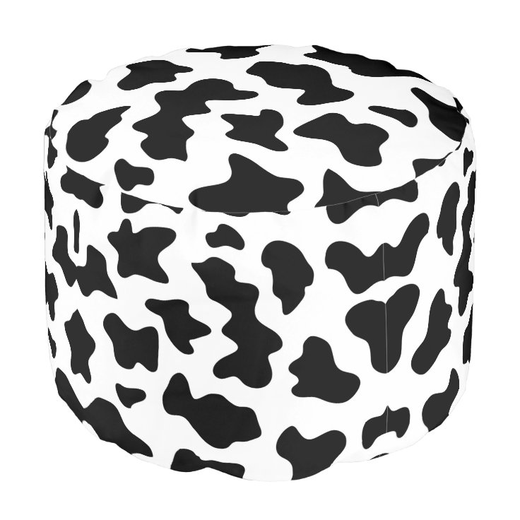 cute black and white farm dairy cow print pouf | Zazzle