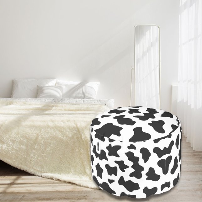 cute  black and white farm dairy cow print pouf (cute black and white farm dairy cow print pouf)