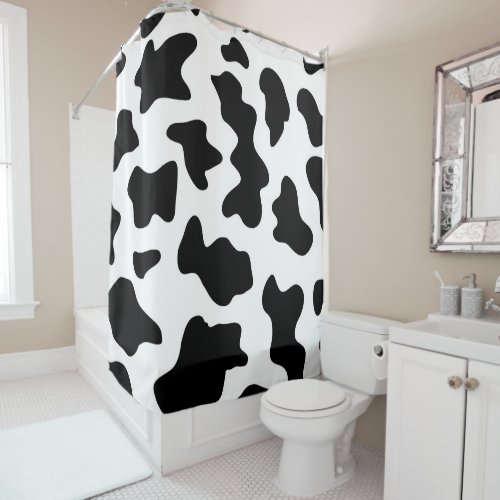 cute  black and white farm dairy cow print shower curtain