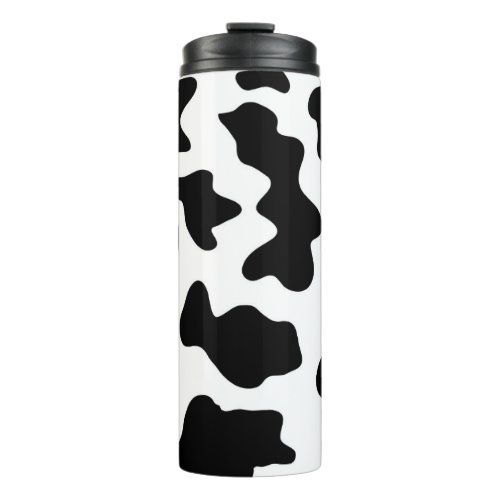 cute  black and white farm dairy cow print thermal tumbler
