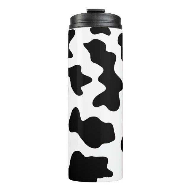 cute  black and white farm dairy cow print thermal tumbler (Front)