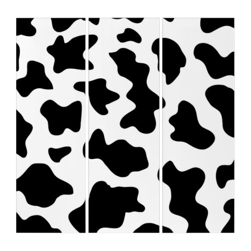 cute  black and white farm dairy cow print triptych