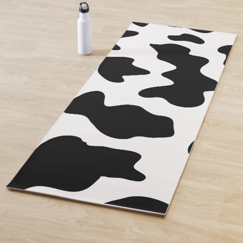 cute  black and white farm dairy cow print yoga mat