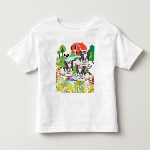 Cute Black And White Farmyard Texas Puppies   Toddler T_shirt