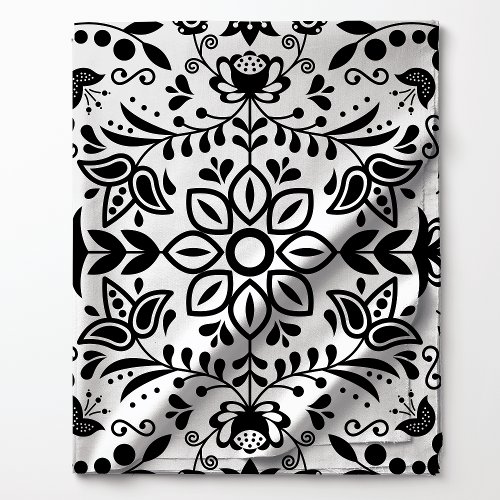 Cute Black And White Floral Scandinavian Bandanna Fabric