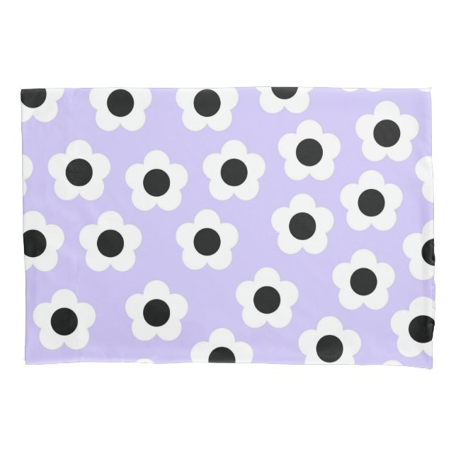 Cute Black and White Flower With Blue Background Pillow Case (Front)