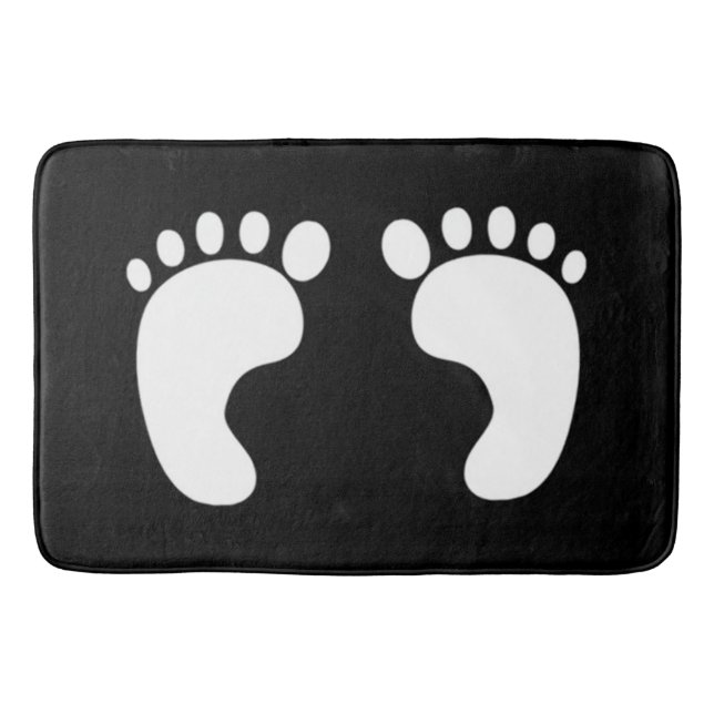 Cute Black and White Footprints Bathroom Mat (Front)