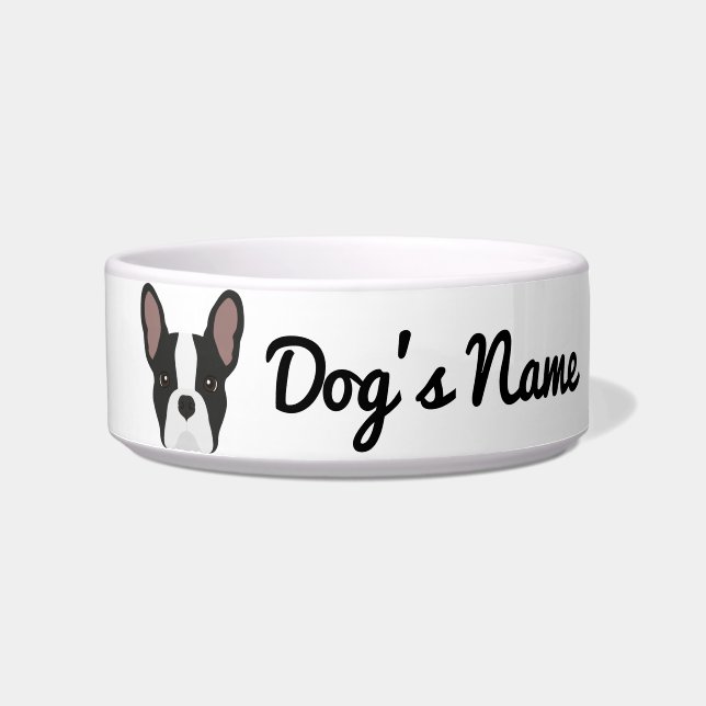 Cute Black and White French Bulldog Bowl (Front)