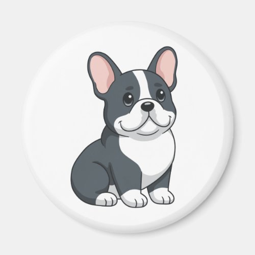 Cute Black and White French Bulldog Puppy Magnet