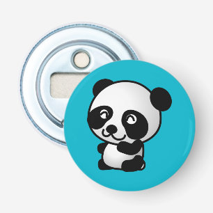Cute black and white happy panda bear bottle opener