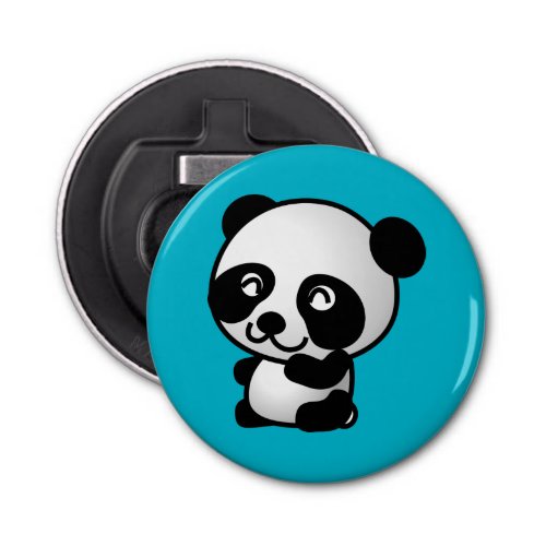 Cute black and white happy panda bear bottle opener