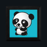 Cute black and white happy panda bear gift box<br><div class="desc">A cute and adorable illustration of a black and white panda bear sitting down and looking happy,  friendly and lovable. Turquoise blue background.</div>