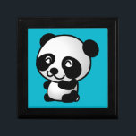 Cute black and white happy panda bear gift box<br><div class="desc">A cute and adorable illustration of a black and white panda bear sitting down and looking happy,  friendly and lovable. Turquoise blue background.</div>