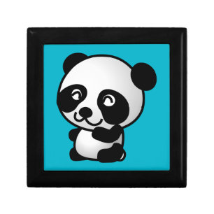 Cute black and white happy panda bear gift box