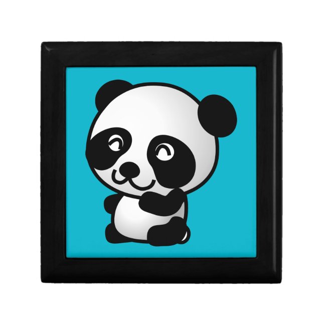 Cute black and white happy panda bear gift box (Front)