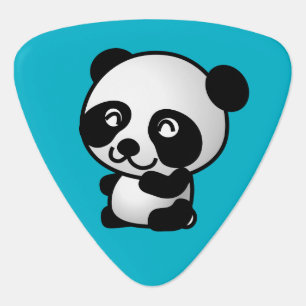 Cute black and white happy panda bear guitar pick
