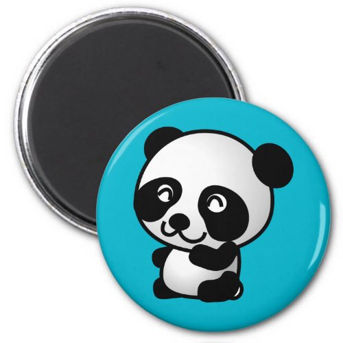 Cute black and white happy panda bear magnet