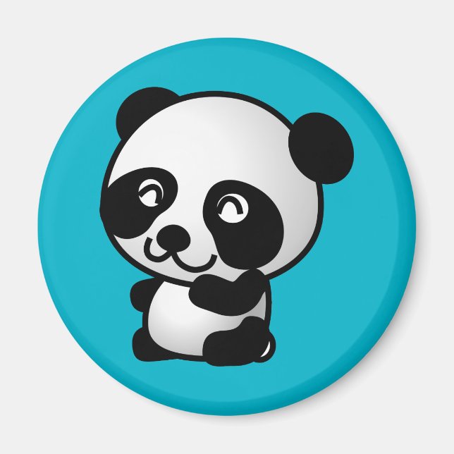 Cute black and white happy panda bear magnet (Front)