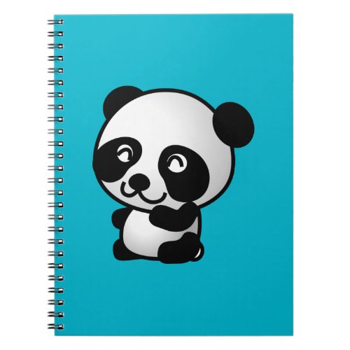 Cute black and white happy panda bear notebook