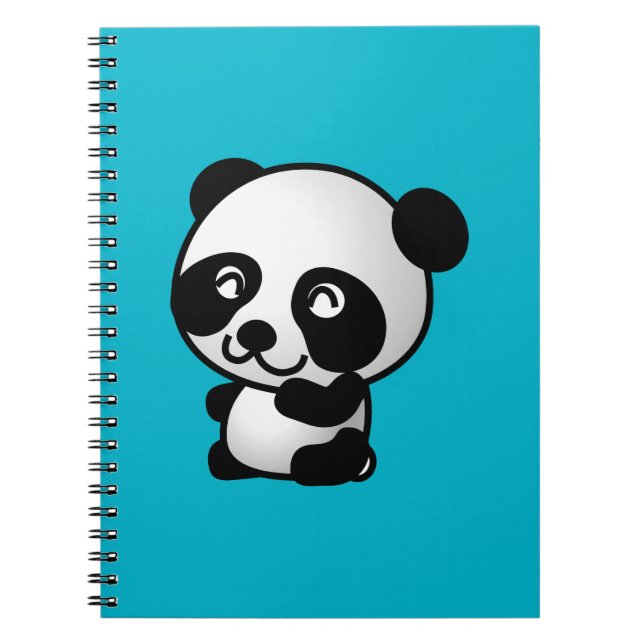Cute black and white happy panda bear notebook (Front)