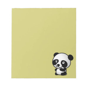 Cute black and white happy panda bear notepad