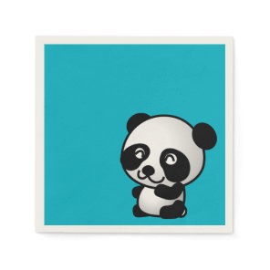 Cute black and white happy panda bear paper napkins