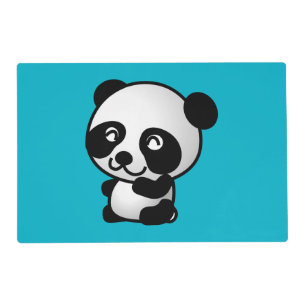 Cute black and white happy panda bear placemat