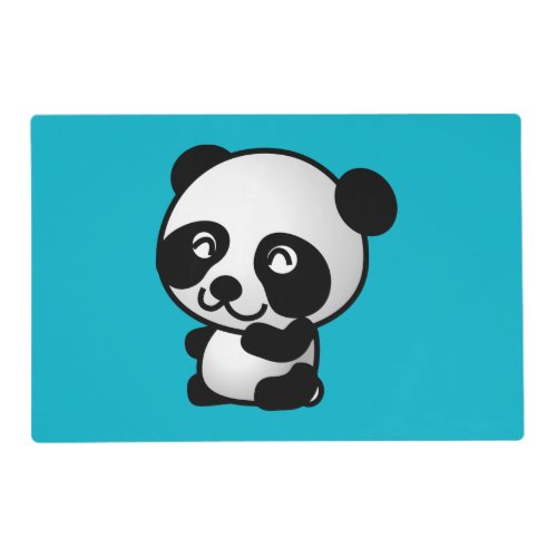 Cute black and white happy panda bear placemat
