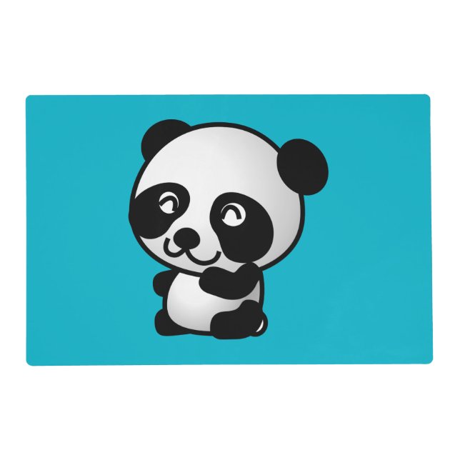 Cute black and white happy panda bear placemat (Front)