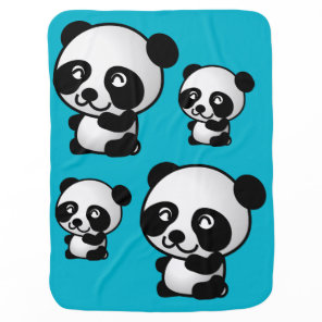 Cute black and white happy panda bears swaddle blanket