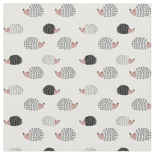 Cute black and white hedgehog pattern fabric