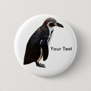 Cute Black and White Humboldt Penguin Name Tag Pinback Button