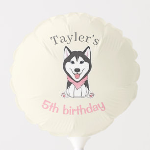 Cute black and white husky dog balloon