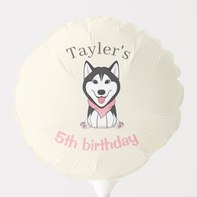 Cute black and white husky dog balloon (Front)