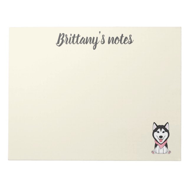 Cute black and white husky dog notepad (Front)