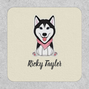 Cute black and white husky dog patch