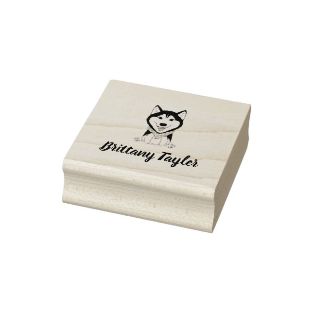 Cute black and white husky dog rubber stamp (Stamp)