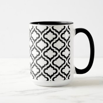 Cute Black And White Ikat Moroccan Pattern Mug by TintAndBeyond at Zazzle