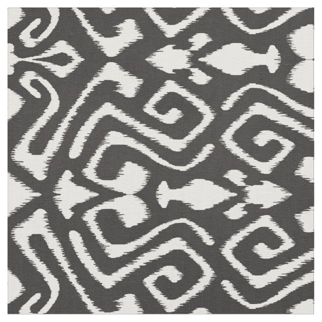 Cute black and white ikat tribal patterns fabric (Close Up)