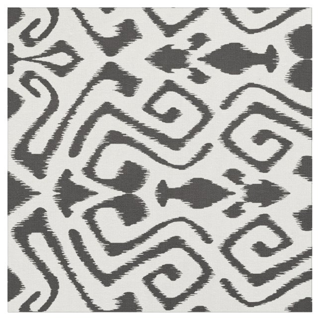 Cute black and white ikat tribal patterns fabric (Close Up)