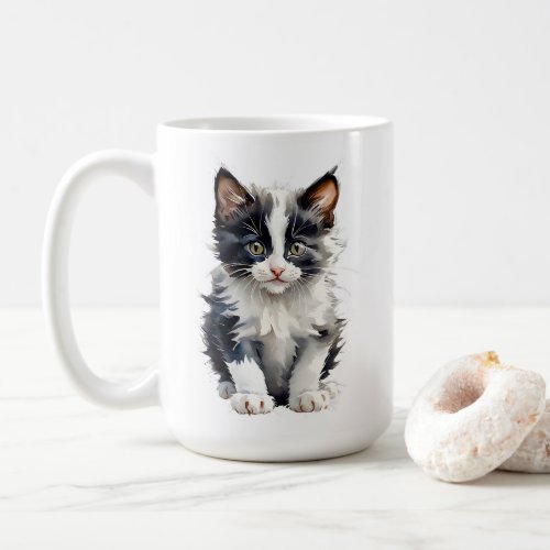 Cute Black and White Kitten Portrait Minimal No 2 Coffee Mug