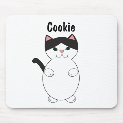 Cute Black and White Kitty Cat Personalize Mouse Pad