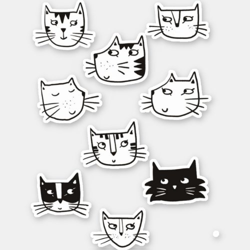 Cute Black and White Kitty Cat Sticker