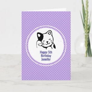 Cute Black and White Kitty Cat Waving Hello Card