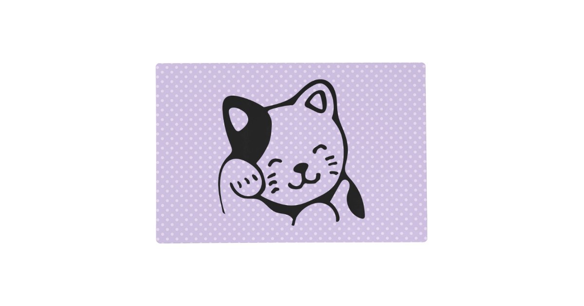 Cat Food Mat Cute Cartoon Cats Personalized With Cat's Name