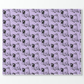 Cute Black and White Kitty Cat Waving Hello Wrapping Paper (Flat)