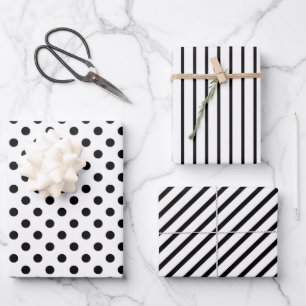 Cute Black And White Minimalist Pattern Wrapping Paper Sheets