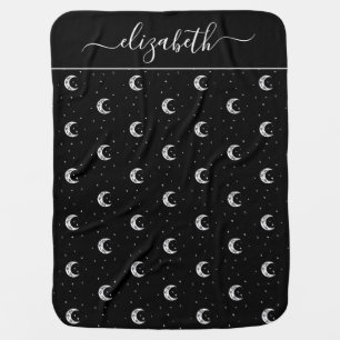 Cute Black and White Moons and Stars Baby Blanket