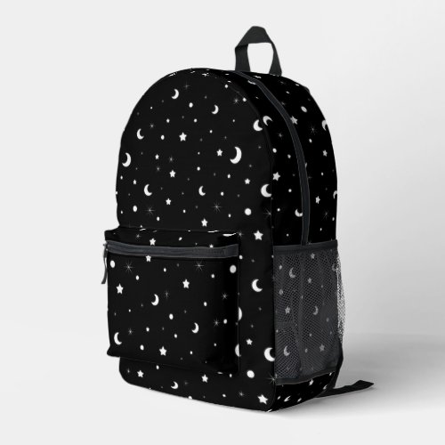 Cute Black and White Moons and Stars  Printed Backpack